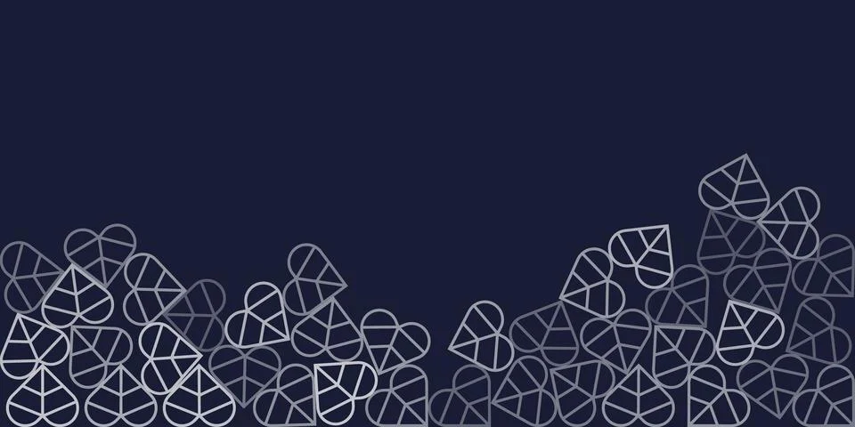 Geometric wireframe leaf pattern on dark navy blue background Stock Illustration