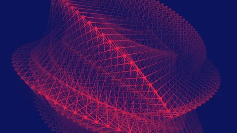 Geometric wireframe object abstract background. 3d rendering loop animation Stock Footage 231484149