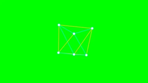 A geometric wireframe pyramid structure against a bright green background Stock Footage 340266508