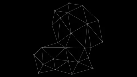 Geometric Wireframe Structure on Black Background Illustration Stock Footage 341778613