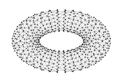 Geometric Wireframe Torus Network Structure Design Illustrazione stock