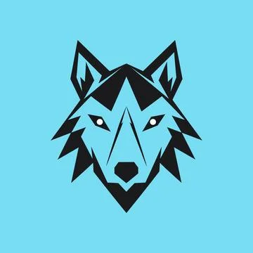 Geometric wolf face from front view black Stock Illustration