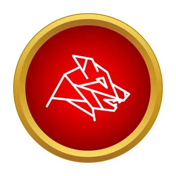 Geometric wolf head icon on red background Stock Illustration