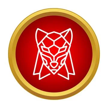 Geometric wolf head icon on red background Stock Illustration