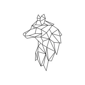 Geometric Wolf Head Line Art Drawing. Vector icon. Stock Illustration