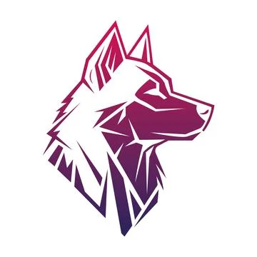 Geometric Wolf Head Logo Design for Esports Gaming Outdoor Brand Stock Illustration
