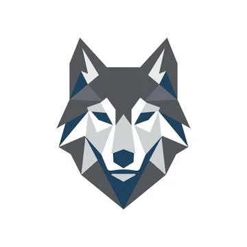 Geometric Wolf Head Logo Design with Wild Animal Premium Mascot Stock Illustration