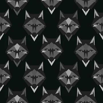 Geometric Wolf heads Elements. Wild Animal in the woods. Black and gray stylish Stock Illustration