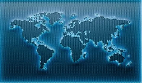 Geometric World map background 스톡 일러스트