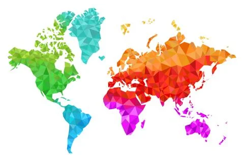 Geometric World Map in Colors Stock-Illustration