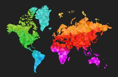 Geometric World Map in Colors Stock Illustration