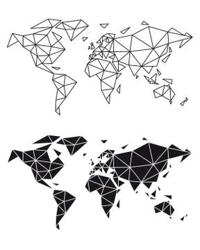Geometric world map, vector Stock Illustration