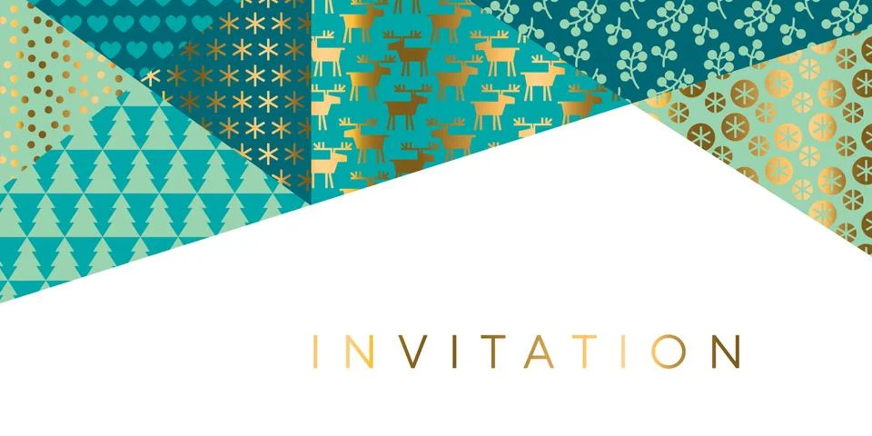 Geometric xmas patchwork pattern for header Stock Illustration