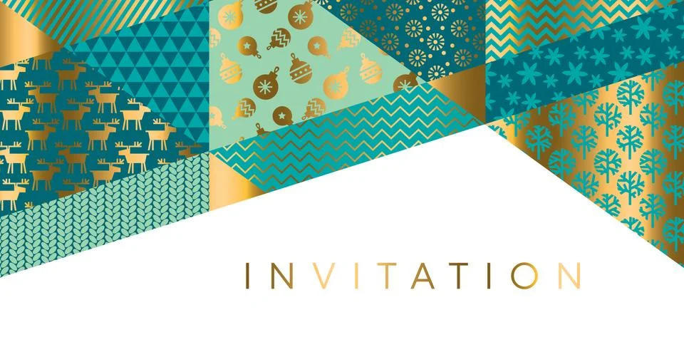 Geometric xmas patchwork pattern for header Stock Illustration