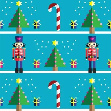 Geometric xmas pattern with nutcracker Stock Illustration