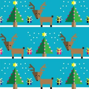 Geometric xmas pattern with reindeer Stock Illustration