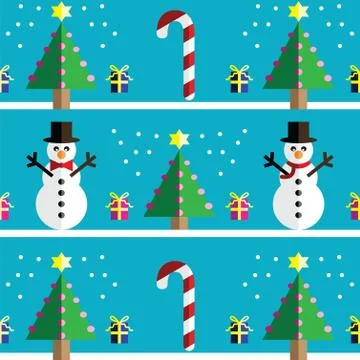 Geometric xmas pattern with snow man Stock Illustration