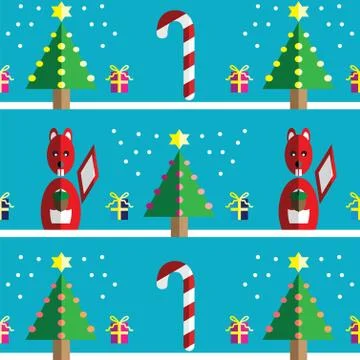 Geometric xmas pattern xmas with squirells Illustrazione stock