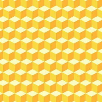 Geometric Yellow Cube Pattern Design Stock Illustration