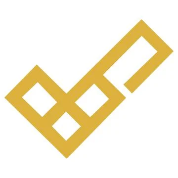 Geometric yellow cubic checkmark structure icon symbol Stock Illustration