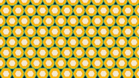 Geometric yellow hexagons pattern on dark green background Stock Illustration