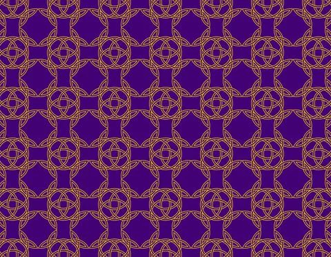 Geometric yellow knots repetion pattern set collage with violet at background Stock Illustration