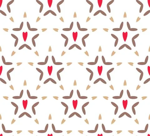 Geometric zigzag dash line seamless pattern with heart shapes. Simple modern Illustrazione stock