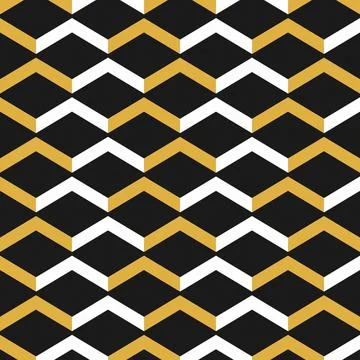 Geometric zigzag pattern with black, white and gold colors illustration Stock Illustration