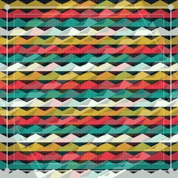 Geometric zigzag pattern fabric with vibrant colors and bold borders Stock Illustration