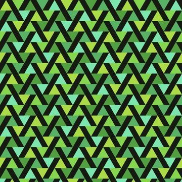 Geometric zigzag pattern with green and yellow color scheme Stock Illustration