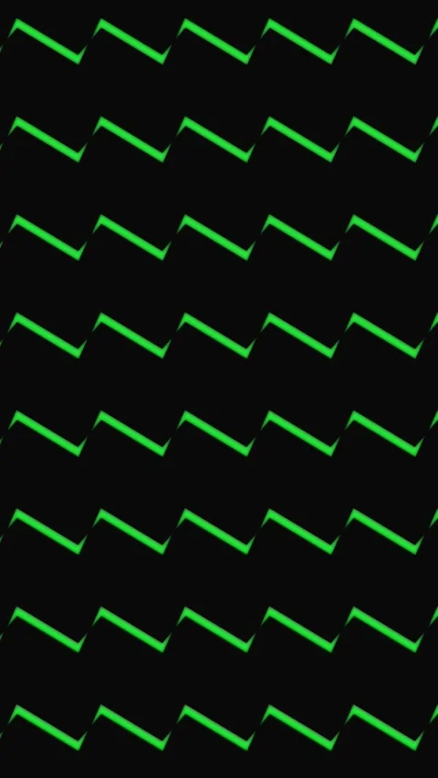 Geometric zigzag pattern with green lines. Neon zigzag pattern on dark back.. Stock Footage 346048931