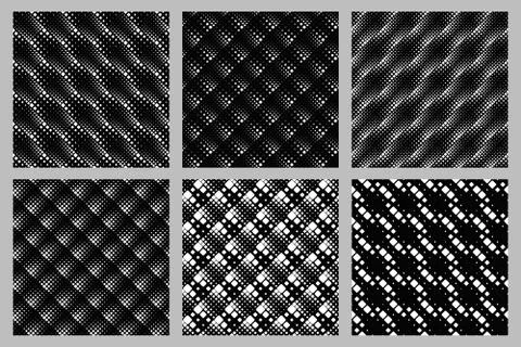 Geometrical abstract rounded diagonal square pattern background design set Stock Illustration