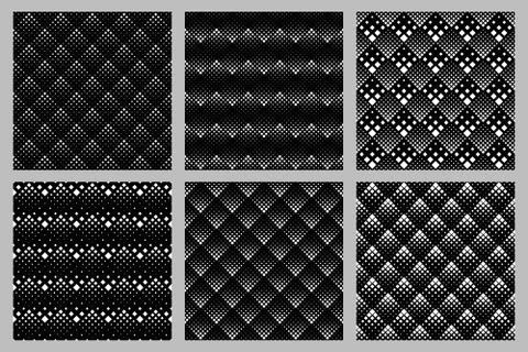Geometrical abstract seamless diagonal square pattern background set Stock Illustration