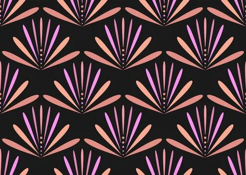 Geometrical abstract seamless pattern, trendy pink, lilac color palette, black Stock Illustration