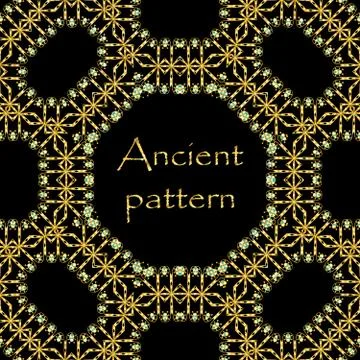 Geometrical abstract vector seamless art deco pattern from gold hand drawn Stock Illustration