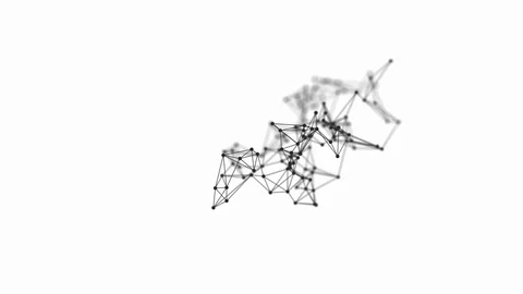 Geometrical abstraction on white background, dancing dots and connected lines Stock Footage 129418127
