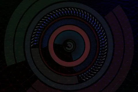 Geometrical background with hud elements. 3D illustration. Illustrazione stock