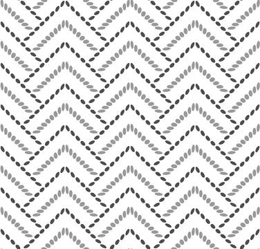 Geometrical chevron seamless pattern. Creative zigzag line, doodle dots in grey Illustrazione stock