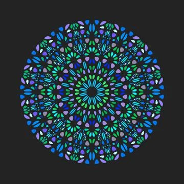 Geometrical circular colorful stone pattern mandala art Stock Illustration