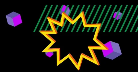 Geometrical creative retro theme on black Stock Footage 331050187