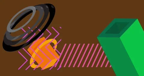 Geometrical creative retro theme cartoon Stock Footage 338040361