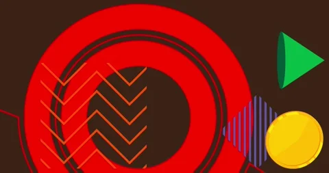 Geometrical creative retro theme on dark brown Stock Footage 338367509