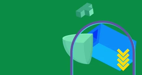 Geometrical creative retro theme on dark green Stock Footage 343473699