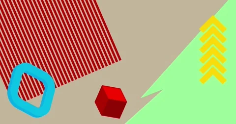 Geometrical creative retro theme on gray Stock Footage 340441613