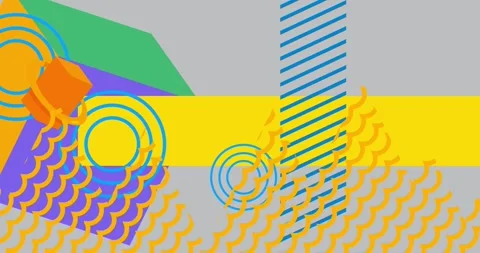 Geometrical creative retro theme on gray Stock Footage 341452595