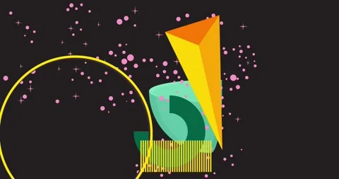 Geometrical creative retro theme on gray animation Stock Footage 347178745