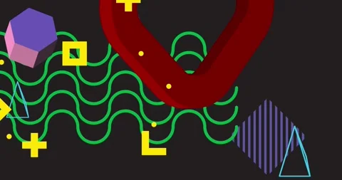 Geometrical creative retro theme on gray video Stock Footage 347244826
