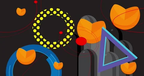 Geometrical creative retro theme on gray cartoon Stock Footage 347339736