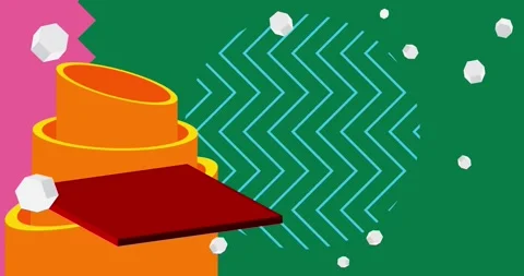 Geometrical creative retro theme on green animation Stock Footage 329657100
