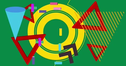 Geometrical creative retro theme on green Stock Footage 341452596
